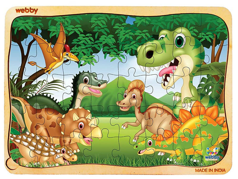 Webby Dinosaurs in Jungle Wooden Jigsaw Puzzle-40 Pcs - Distacart