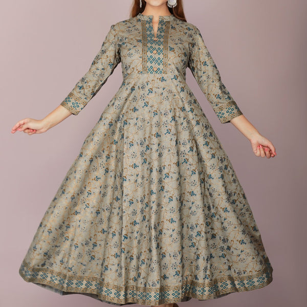 Kalini Women Grey Ethnic Motifs Printed Anarkali Kurta - Distacart