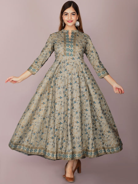 Kalini Women Grey Ethnic Motifs Printed Anarkali Kurta - Distacart