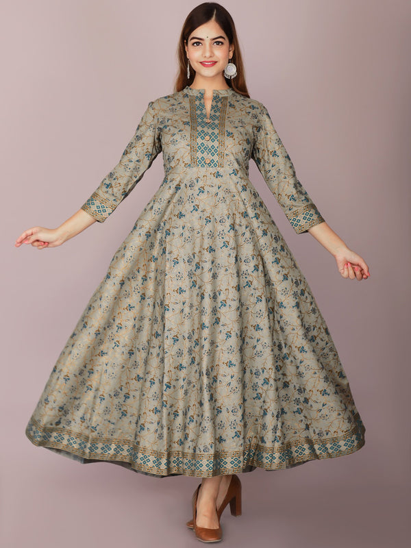 Kalini Women Grey Ethnic Motifs Printed Anarkali Kurta - Distacart