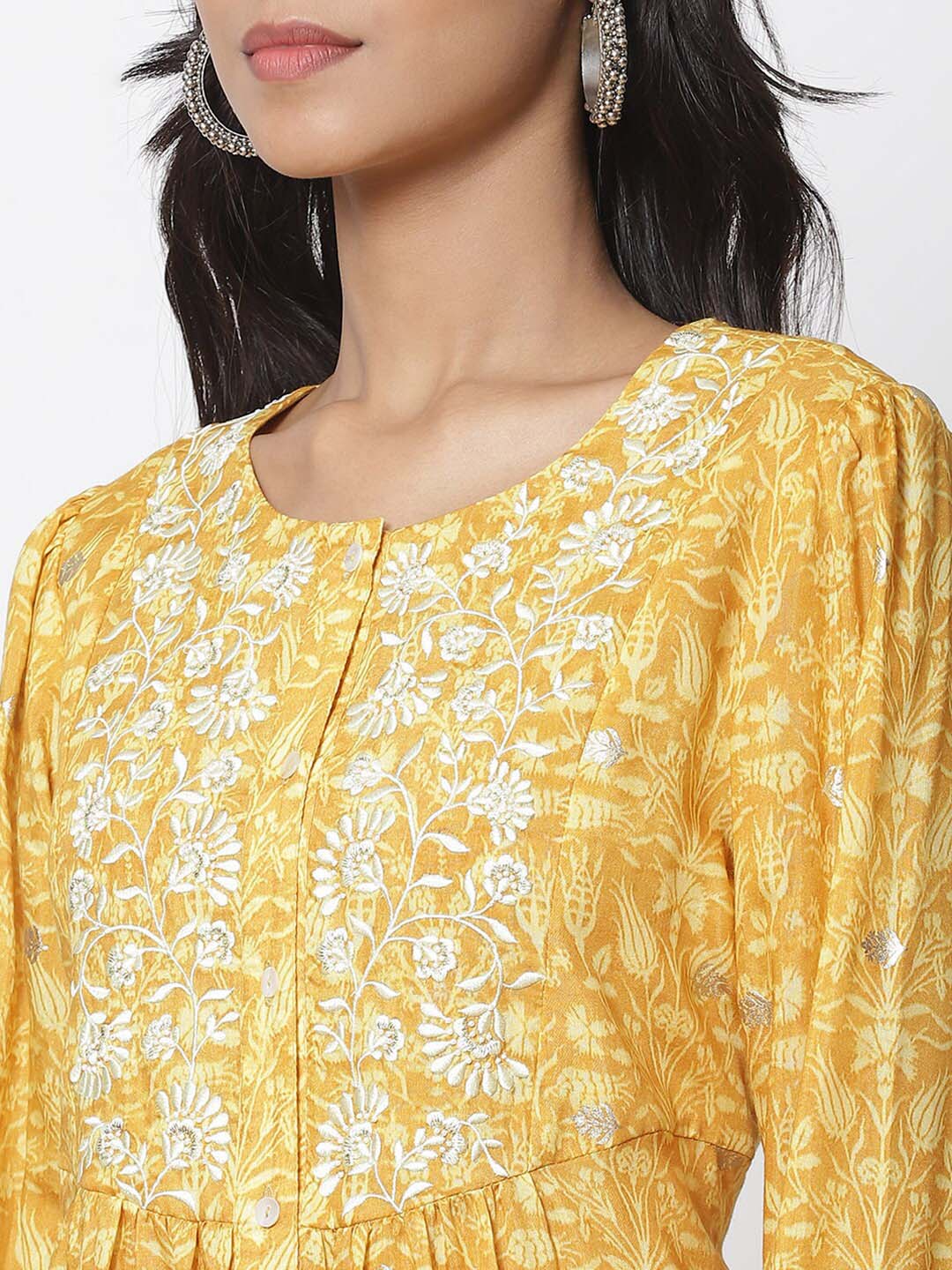 Biba Floral Printed A-Line Kurta - Distacart
