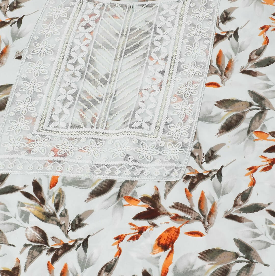 Grey Poly Crepe Digital Printed Top with Matching Bottom - Preeti - Distacart