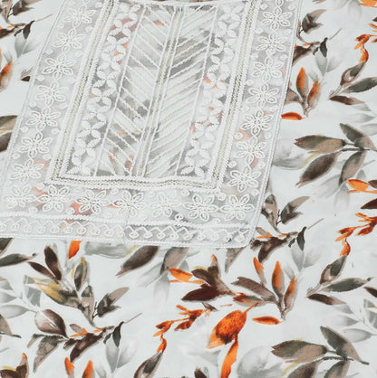 Grey Poly Crepe Digital Printed Top with Matching Bottom - Preeti - Distacart
