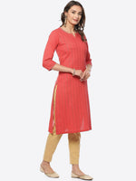 Thumbnail for Biba Women Thread Work Pure Cotton Straight Kurta - Distacart