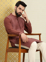 Thumbnail for House of Pataudi Men Floral Embroidered Sequined Floral Jashn Kurta - Distacart