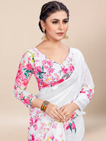 Thumbnail for Kalini Floral Printed Pure Cotton Block Print Saree - Distacart