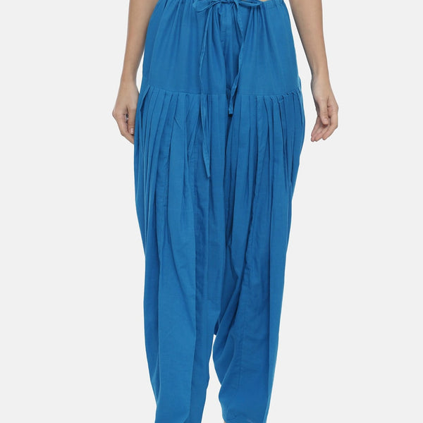 Souchii Turquoise Blue Solid Loose-Fit Patiala - Distacart
