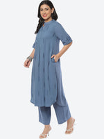 Thumbnail for Biba Women Embroidered Band Collar Straight Kurta with Palazzos - Distacart