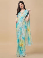 Thumbnail for Mitera Blue & Blue Tie and Dye Beads and Stones Saree - Distacart