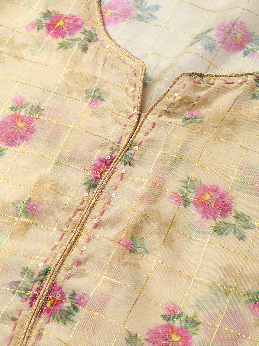 Biba Women Yellow & Pink Printed Layered Tiered A-Line Kurta - Distacart