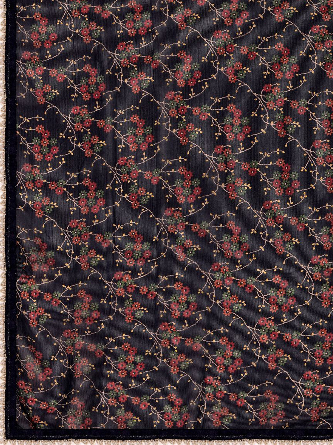 Sangria Black Floral Printed Gotta Patti Detail Pure Chiffon Saree - Distacart