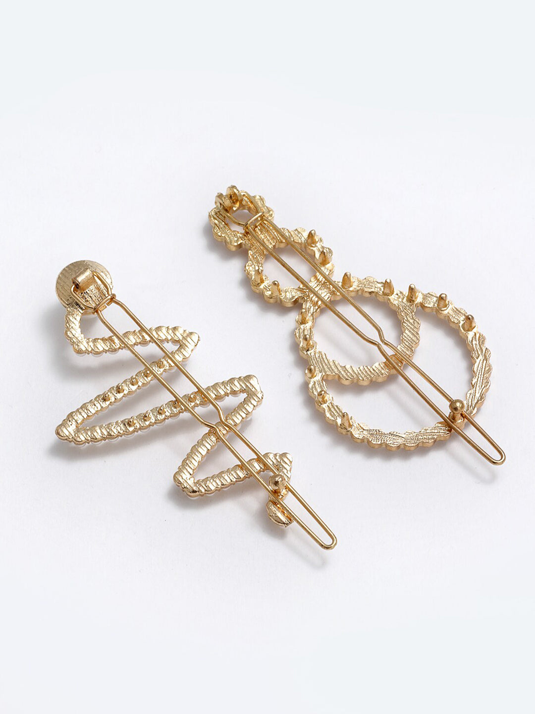 Panash Women Set of 2 Gold-Toned & White Beaded Hair Pins - Distacart