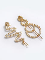 Thumbnail for Panash Women Set of 2 Gold-Toned & White Beaded Hair Pins - Distacart