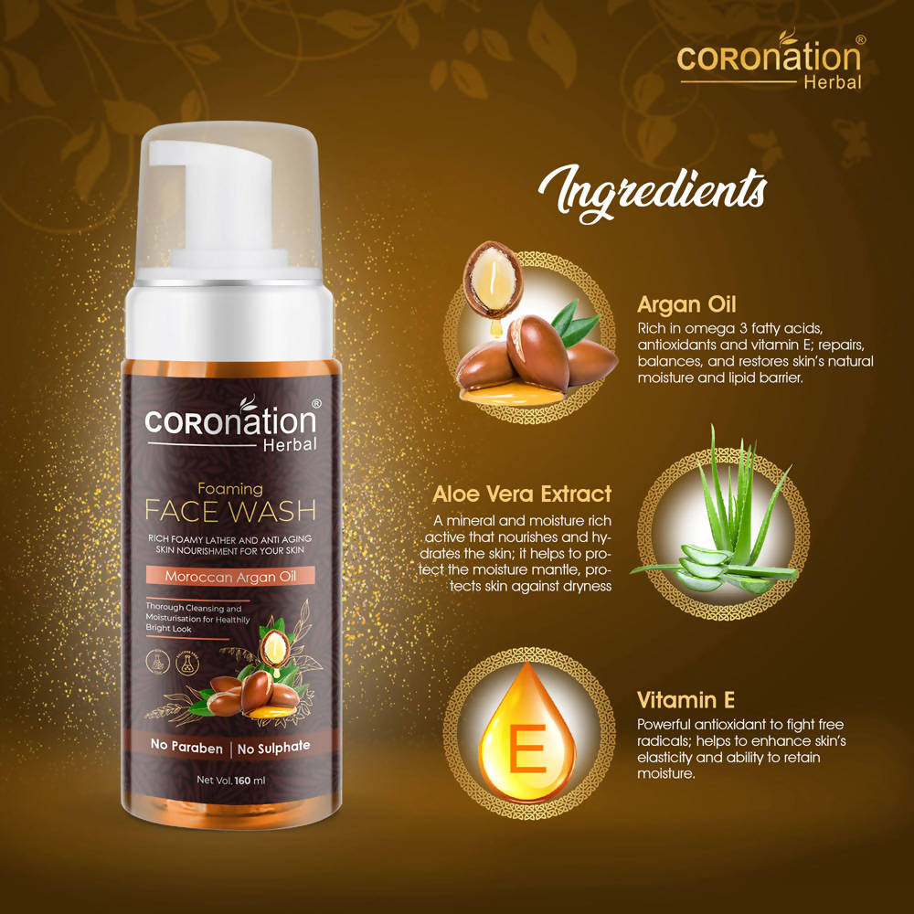 Coronation Herbal Moroccan Argan Oil Foaming Face Wash - Distacart