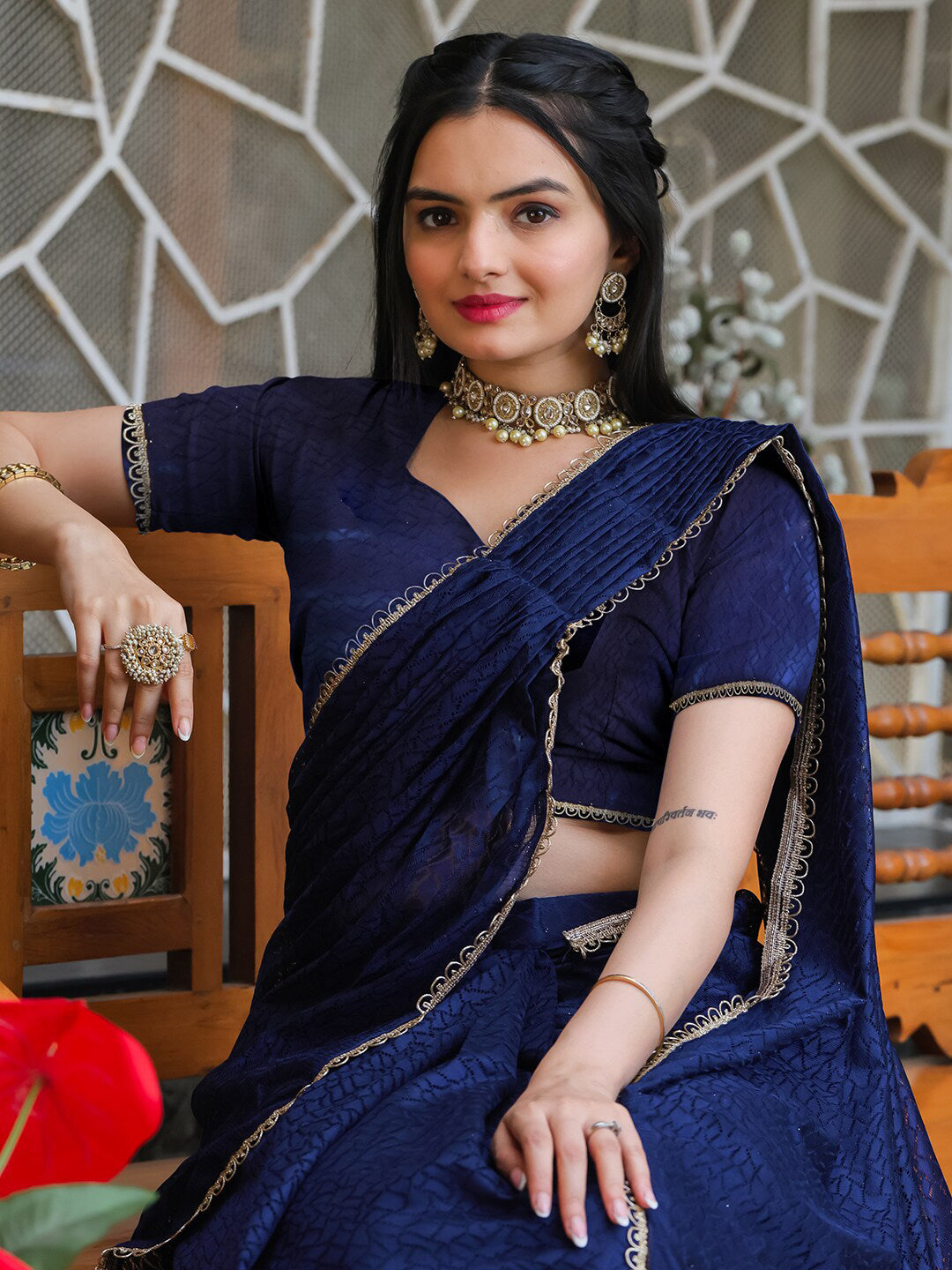 Tikhi Imli Woven Design Ready to Wear Saree - Distacart