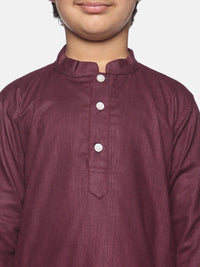 Thumbnail for Sethukrishna Boys Maroon Pure Cotton Kurta with Pyjamas - Distacart