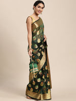 Thumbnail for Mitera Green Floral Zari Organza Kanjeevaram Saree - Distacart