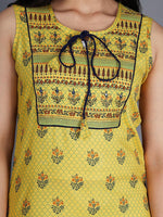 Thumbnail for Kalini Women Mustard Yellow Quirky Printed Mirror Work Kurta - Distacart