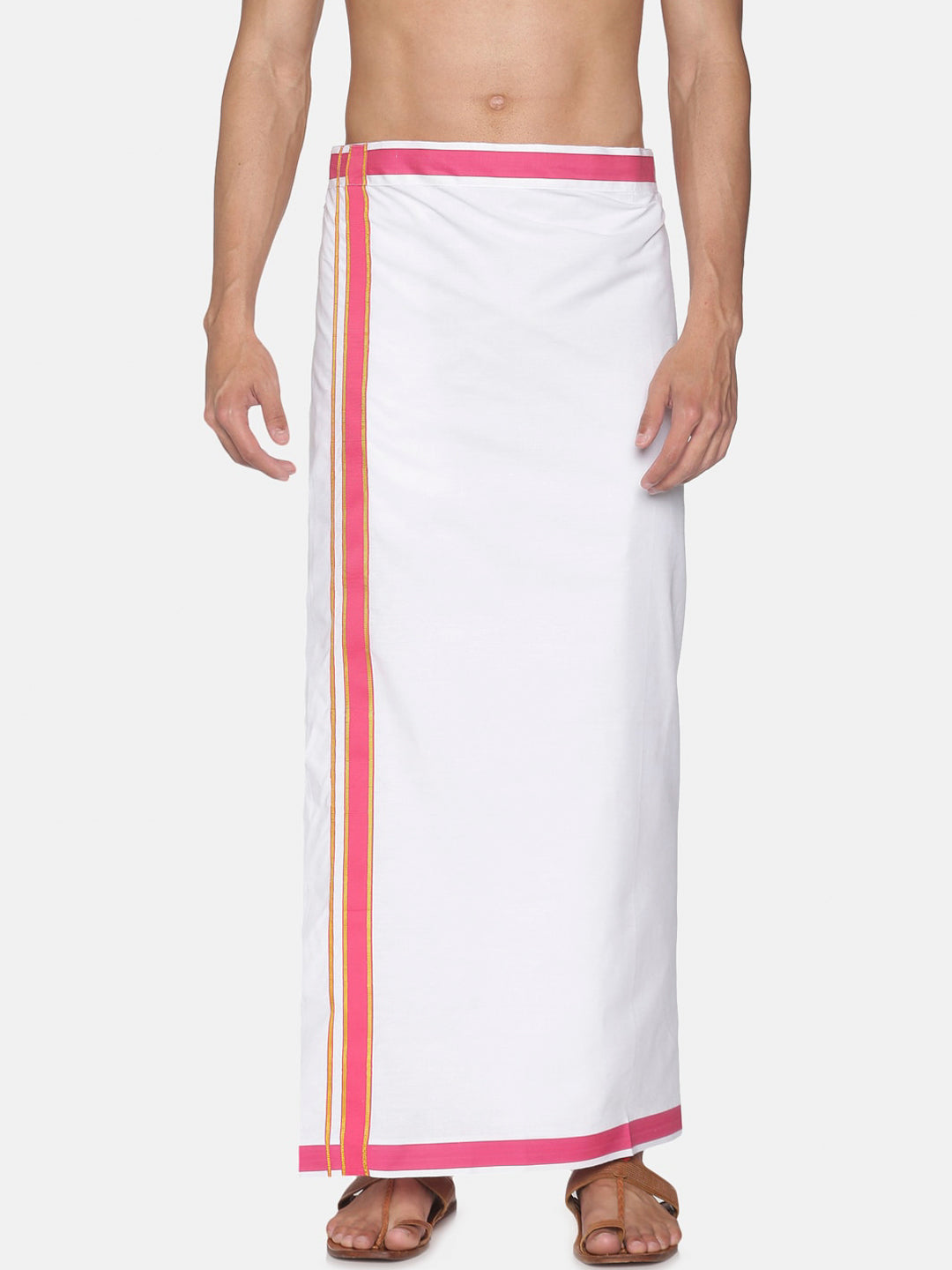 Sethukrishna Men Pack Of 2 White Solid Cotton Readymade Dhoti - Distacart