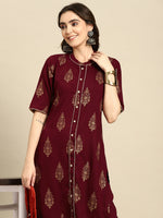 Thumbnail for Sangria Ethnic Motifs Printed Pure Cotton Kurta With Palazzos - Distacart