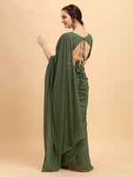 Thumbnail for Sangria Olive & Golden Embellished Gotta Patti Saree - Distacart