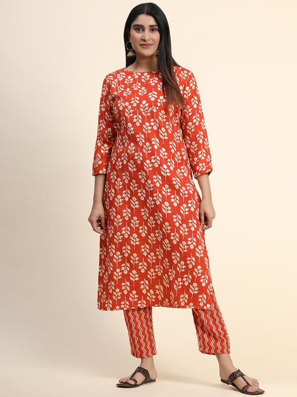 Kalini Floral Printed Kurta with Pyjamas - Distacart