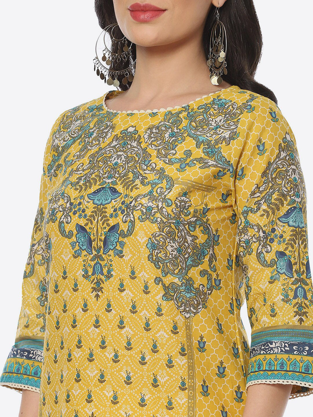 Biba Women Floral Printed Cotton Kurta - Distacart