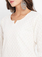 Thumbnail for Kalini Women Embroidered Chikankari Pure Cotton Kurta with Salwar & With Dupatta - Distacart