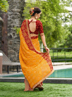 Thumbnail for Mitera Bandhani Printed Zari Pure Georgette Saree - Distacart