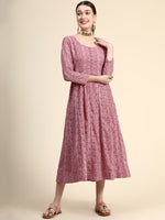 Thumbnail for Kalini Paisley Embroidered Chikankari Georgette Anarkali Kurta With Dupatta Set - Distacart