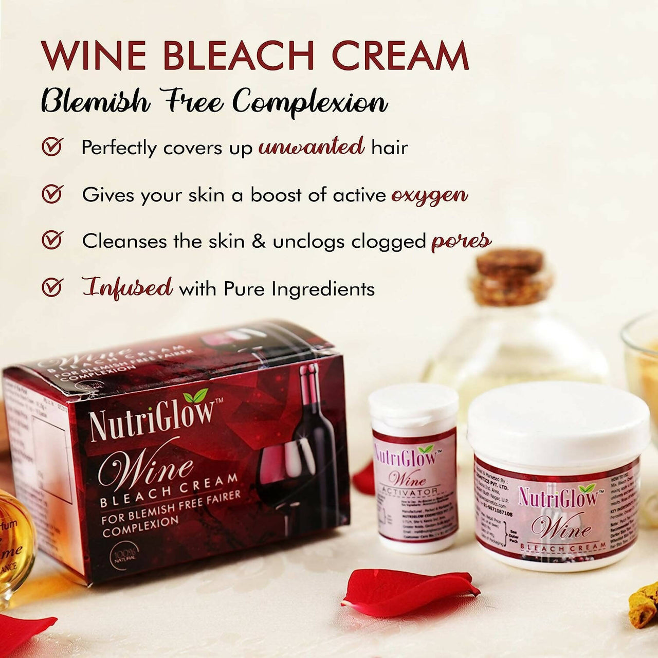 NutriGlow Wine Bleach Cream With Grape Extracts - Distacart