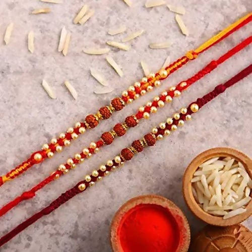 Set of 3 Sleek Rudraksha Rakhi
