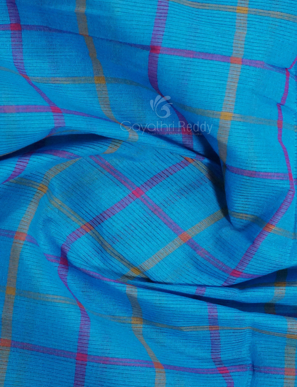 Dual Shade of Sky Blue And Purple Pure Mangalgiri Cotton By Gayathri Reddy Designer Studio - Distacart