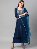 Thumbnail for Kalini Women Floral Yoke Design Gotta Patti Kurta With Palazzo & Dupatta - Distacart