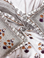 Thumbnail for BELLA CASA Grey & Off White Ethnic Motifs 350 TC Cotton King Bedsheet with 2 Pillow Covers - Distacart