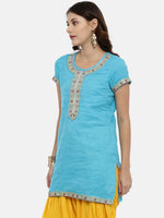 Thumbnail for Souchii Women Blue Printed Floral Grandeur & Majestic Artwork Kurta - Distacart