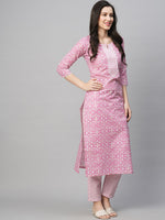 Thumbnail for Kalini Ethnic Motif Printed Notched Neck Kurta With Trousers - Distacart