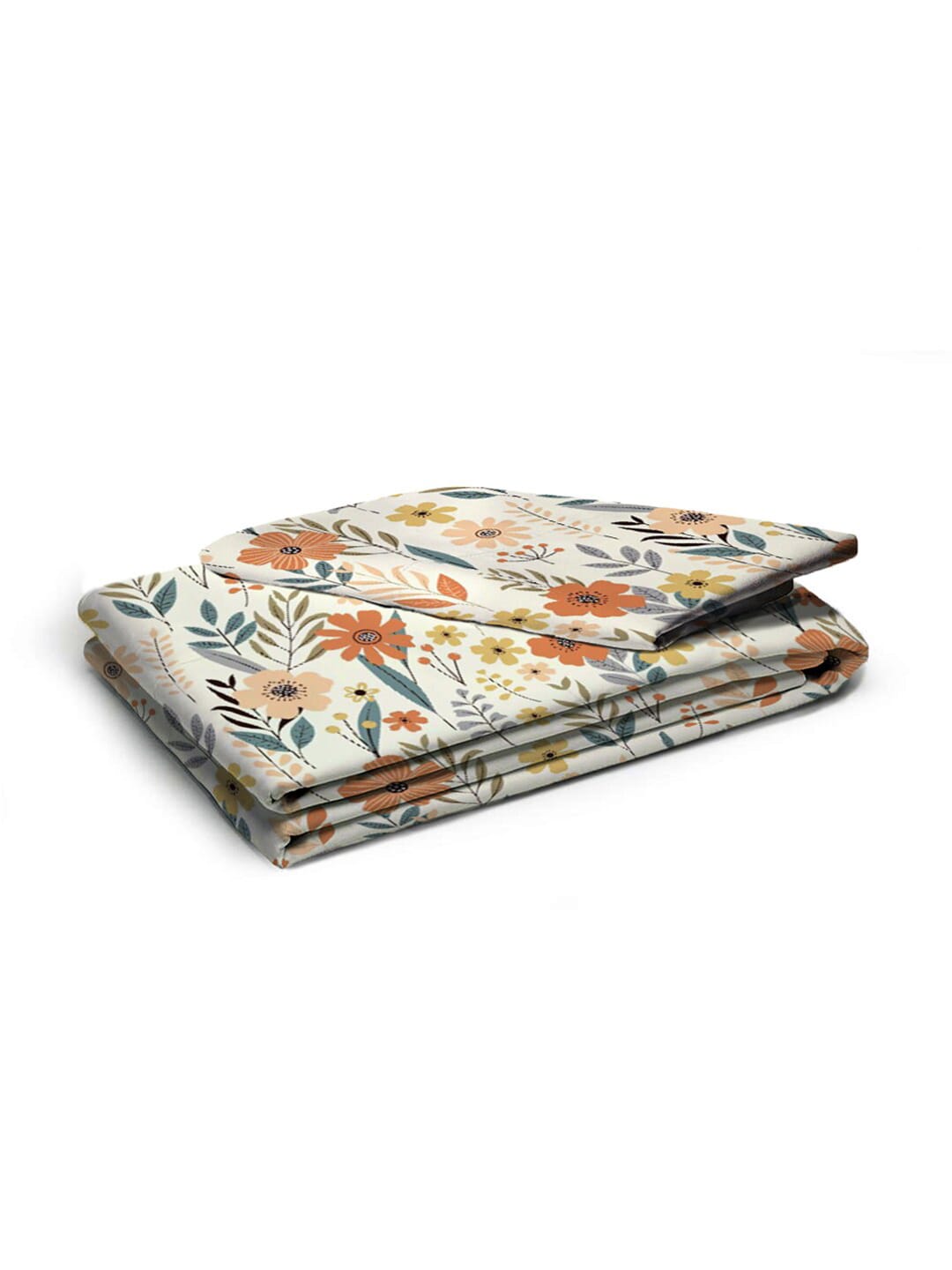 AEROHAVEN Premium Cream-Coloured Floral Cotton 300 TC King Bedsheet & 2 Pillow Covers - Distacart