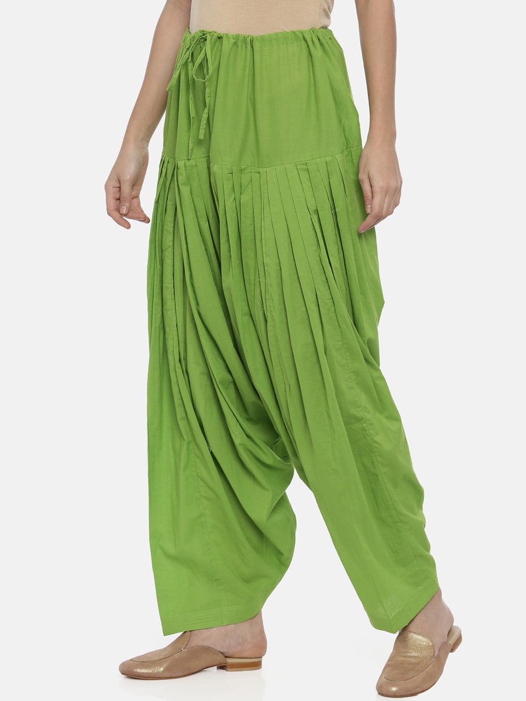 Souchii Lime Green Solid Loose-Fit Patiala - Distacart