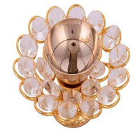 Thumbnail for Puja N Pujari Flower Design Brass Crystal Diya