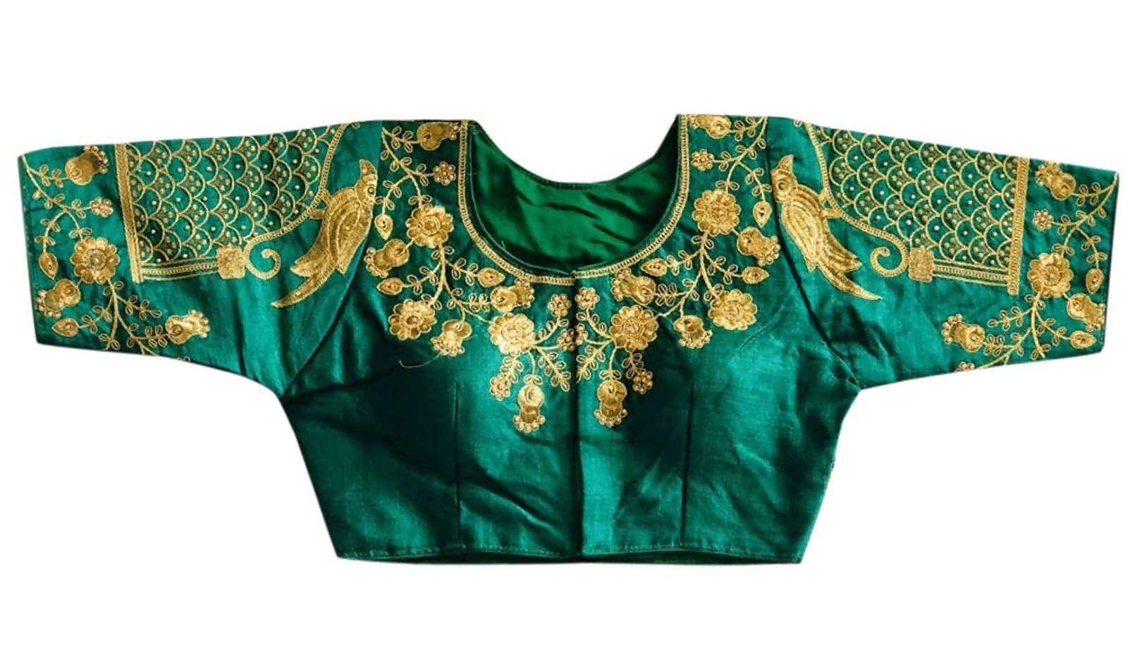 Vamika Beautiful Green Banglori Silk Embroidery Blouse - Distacart