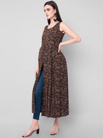Thumbnail for Kalini Women Brown & Black Abstract Print A-Line Kurta - Distacart
