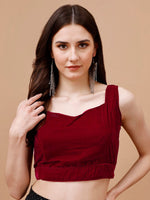 Thumbnail for Tikhi Imli Sweetheart Neck Sleeveless Velvet Saree Blouse - Distacart