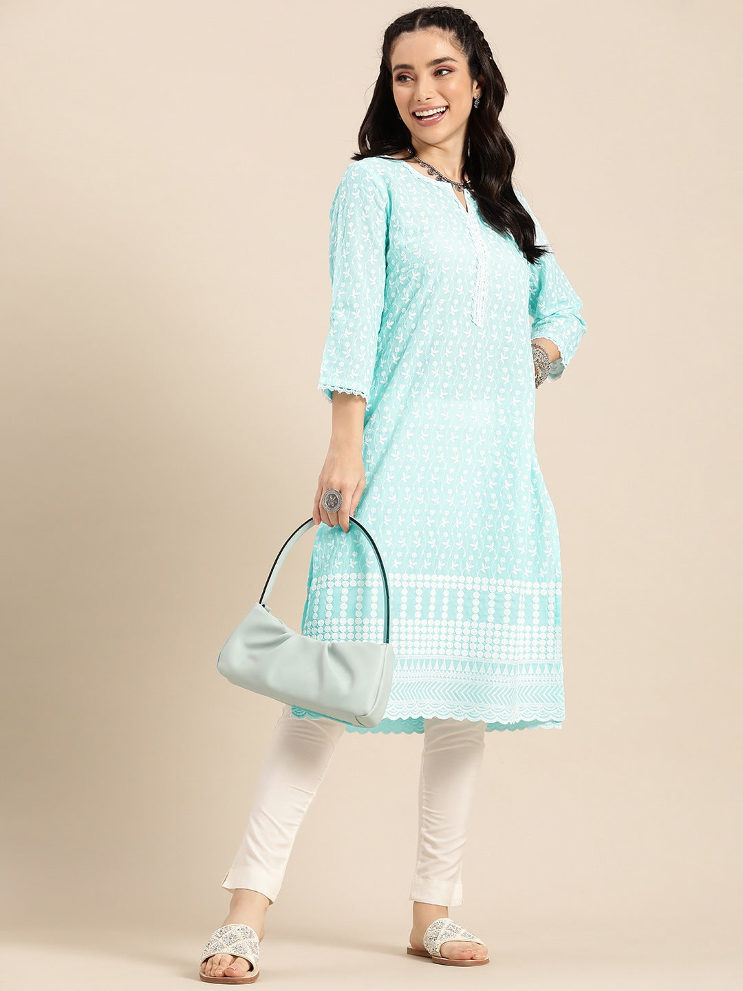 Sangria Women Ethnic Motifs Embroidered Kurta - Distacart