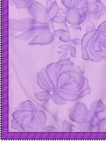 Thumbnail for Sangria Purple Floral Printed Pure Chiffon Saree - Distacart