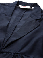 Thumbnail for Biba Women Navy Blue & Beige Layered Pure Cotton Kurta with Trousers - Distacart