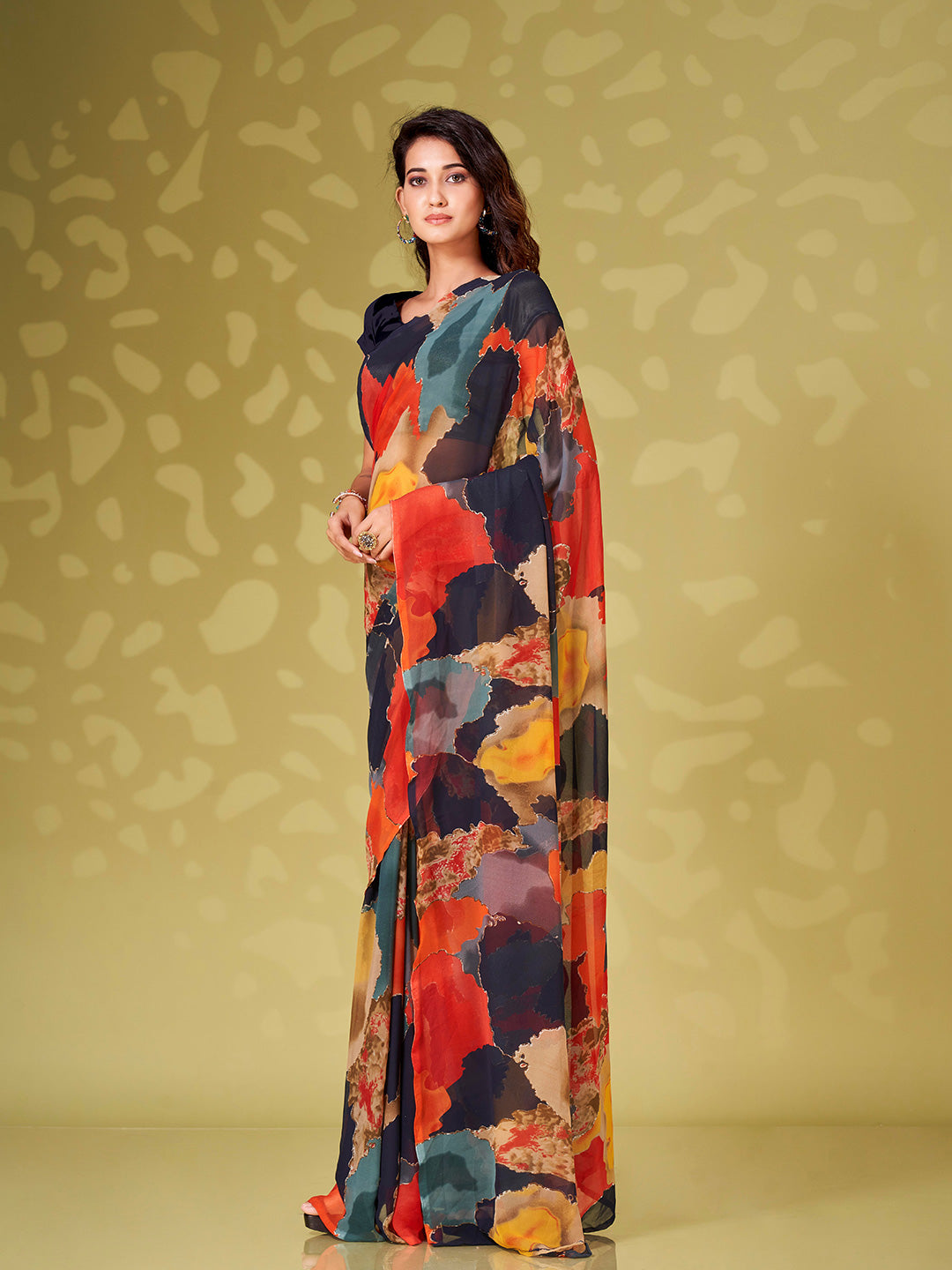 Tikhi Imli Abstract Printed Ready To Wear Saree - Distacart