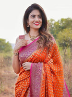 Thumbnail for Kalini Ethnic Motif Woven Design Zari Banarasi Saree - Distacart