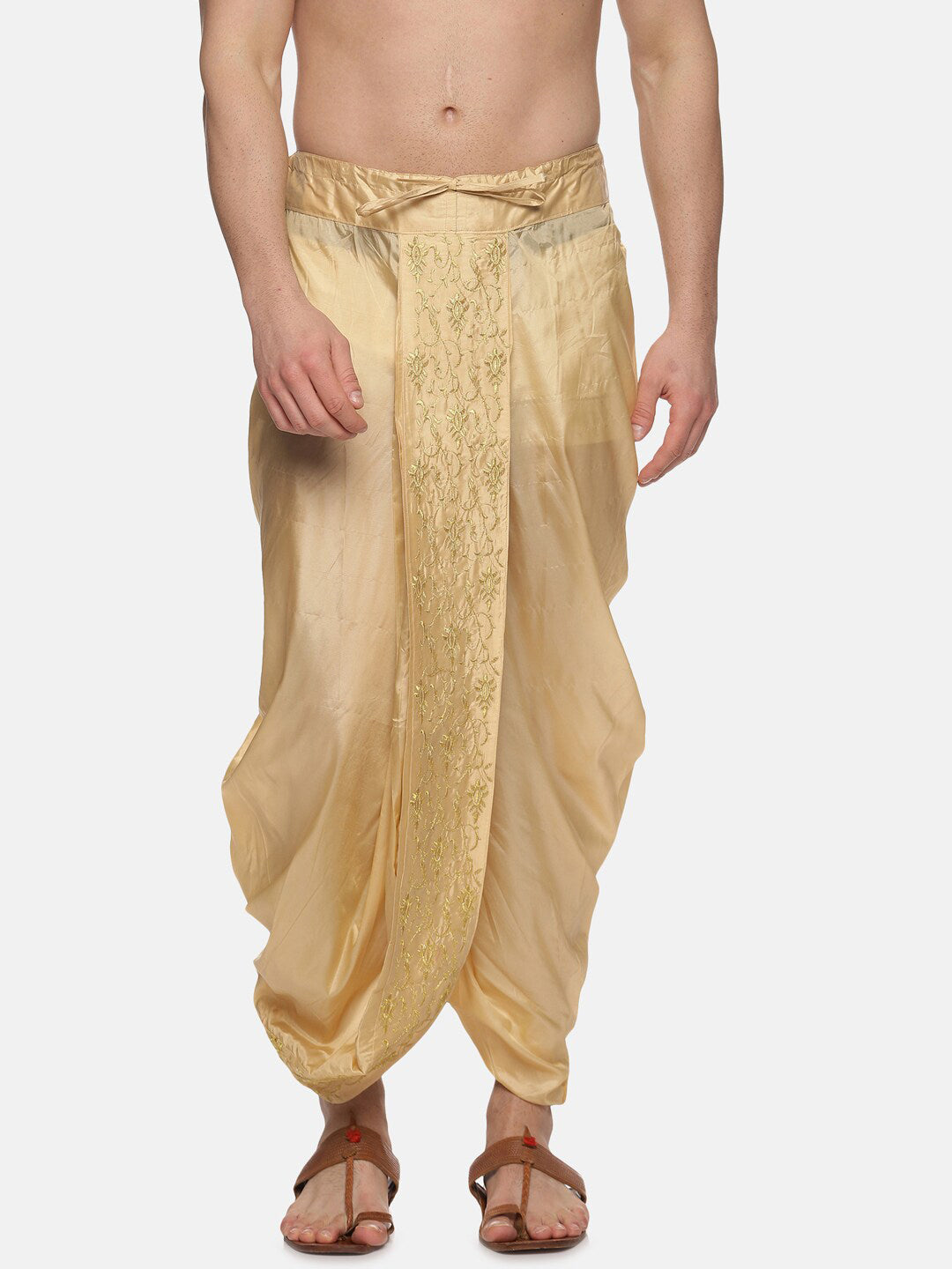 Sethukrishna Gold-Coloured Embroidered Dhoti Pant For Men - Distacart