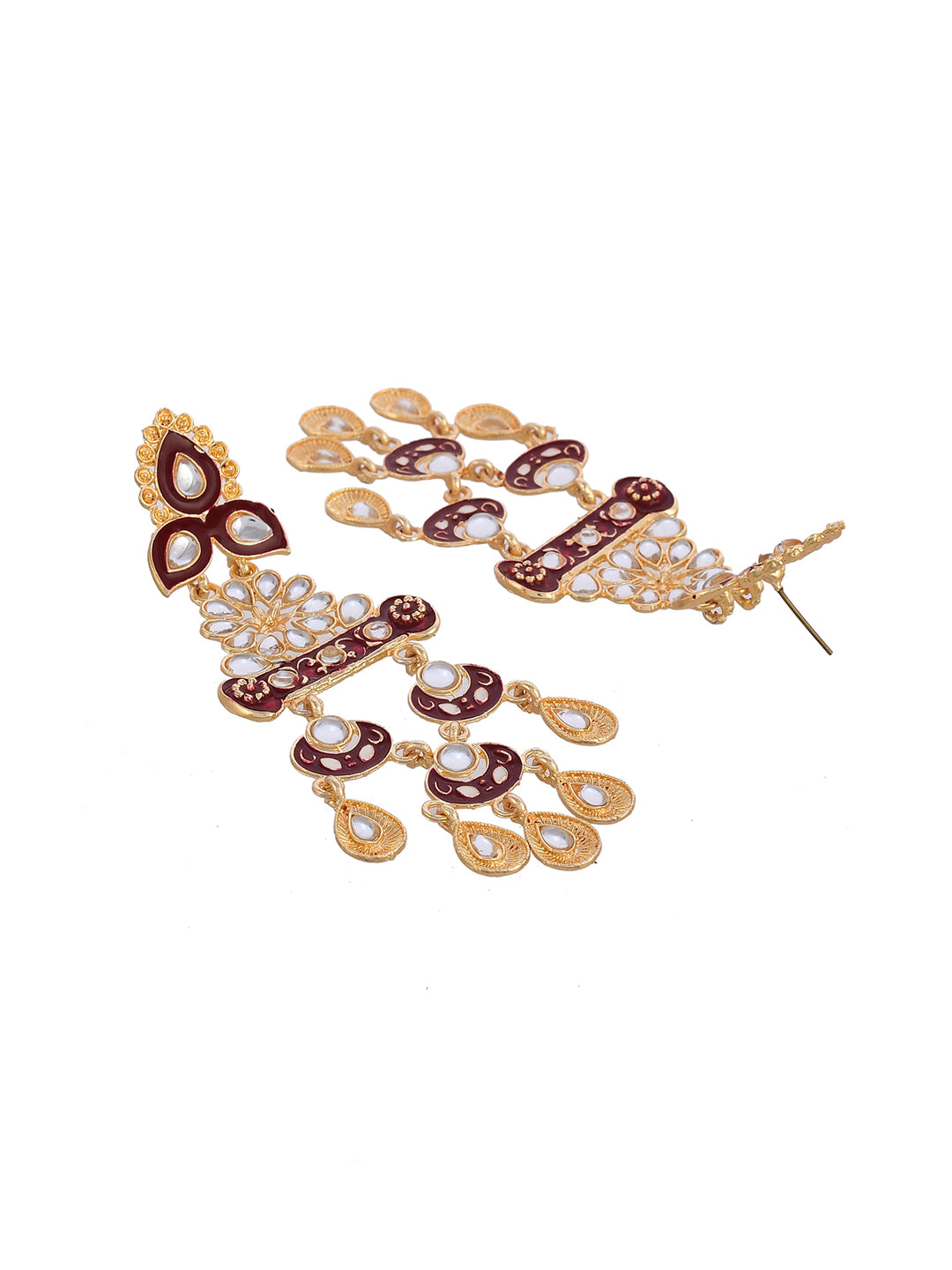 Shoshaa Red Contemporary Drop Earrings - Distacart